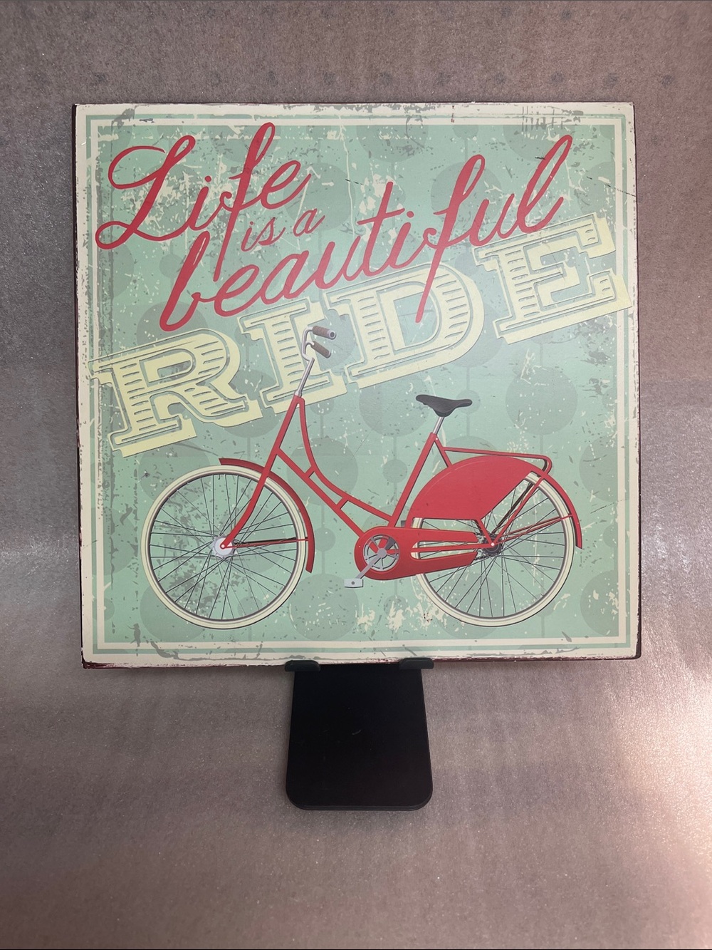Hobby Lobby Red & Mint Bicycle Wall Art 10x10